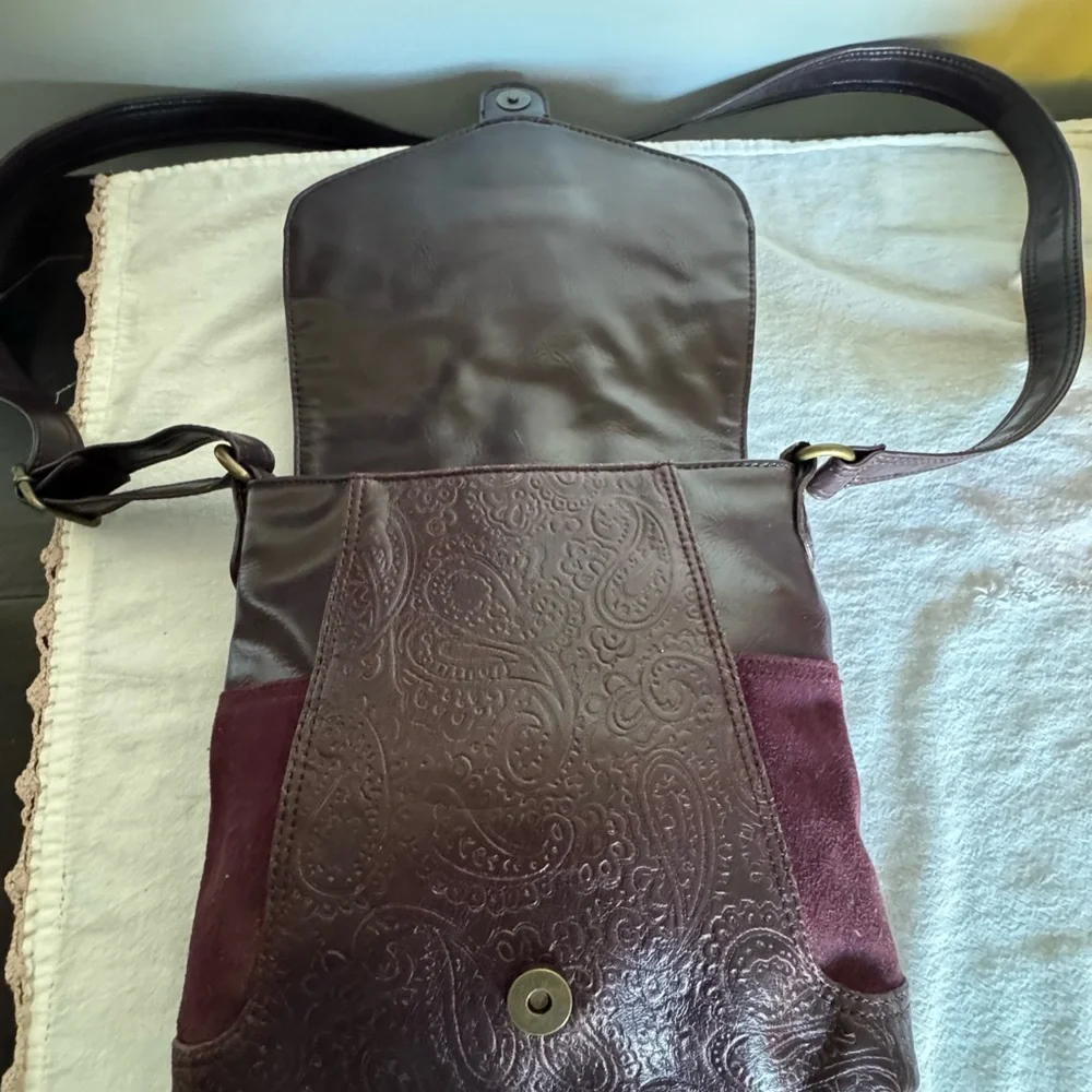 Nine West Embossed Dark Plum Crossbody Bag